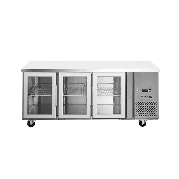 Mesón Refrigerado Puertas de Vidrio 420 Litros VMR3PS420V. VENTUS